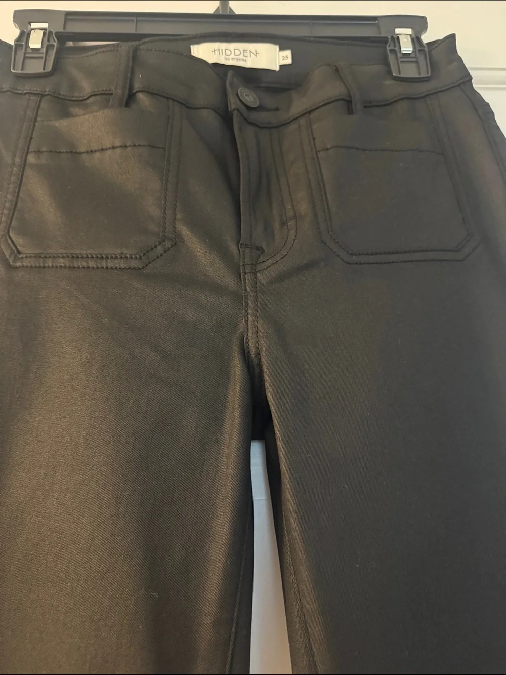 Hidden - Leather-Look Black Flared Pants